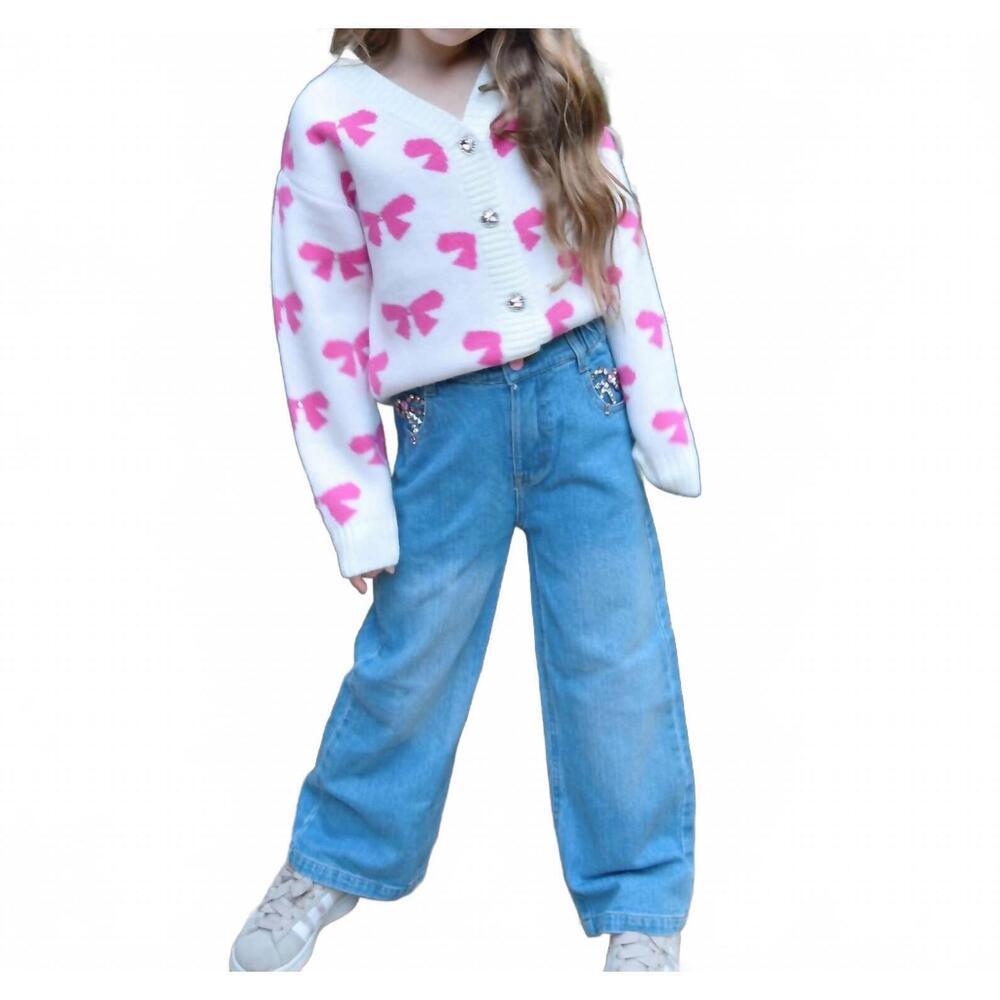 NEW MINI DREAMERS girls hailey bow jeans in denim